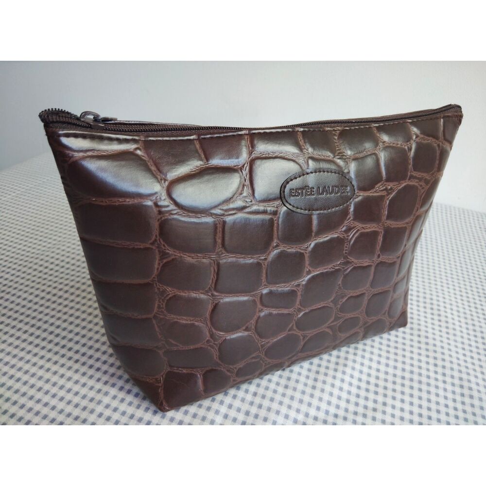 Estee Lauder Brown Make Up Bag Travel Pouch